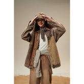 Unisex Jacket Washed Denim Jacket Lapel Loose Overalls